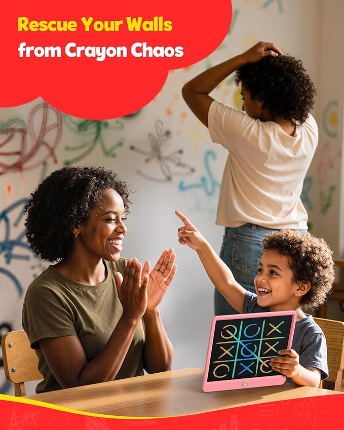 TEKFUN LCD Writing Tablet for Kids Girls Toys, 12 Inch Erasable Drawing Tablet Doodle Board Colorful Doodle Pad, Gifts for Toddlers Girls Adults (Pink)