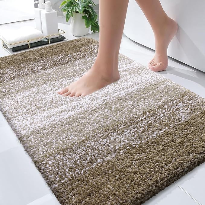 OLANLY Bathroom Rugs Mat 36x24, Extra Soft Absorbent Microfiber Bath Rugs, Rubber Backing, Quick Dry, Machine Washable Bath Mats for Bathroom Floor, Tub and Shower, Home Decor Accessories, Coffee