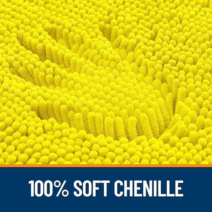 OLANLY Bathroom Rugs 44x24, Extra Soft Absorbent Chenille Bath Rugs, Rubber Backing Quick Dry, Machine Washable Bath Mats for Bathroom Floor, Tub and Shower, Home Decor Accessories, Lemon Yellow