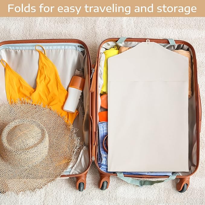 Sotiff Cotton Dress Garment Bags for Long Gowns Long Dress Travel Breathable Foldable Storage Bag Dust Proof(White,70 x 23.6 Inch)