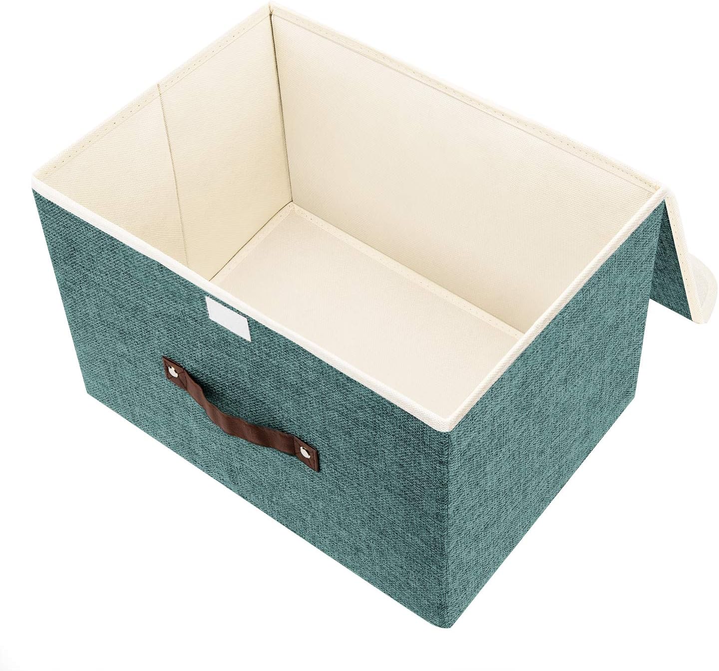 TYEERS Collapsible Storage Boxes, Washable Fabric Storage Bins with Lids, 14.9x9.8x9.8 inches, 2 Pack, Aqua Deep