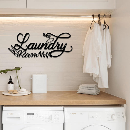 Metal Laundry Room Wall Decor Sign, Black Farmhouse Style, Decorative Wall Art,18.1 x 7.1 inch