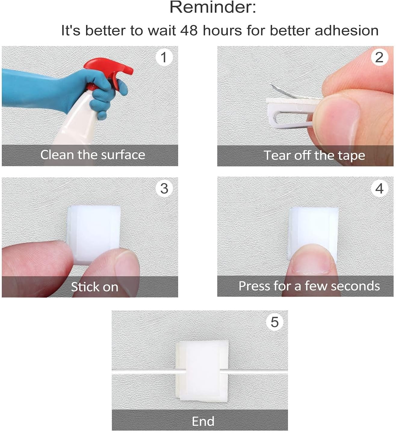 80 PCS Light Strip Mounting Clips White Self Adhesive Led Light Fasteners Mounting Holder Cable Clamp Organizer for 10mm Light Strip (10 mm)