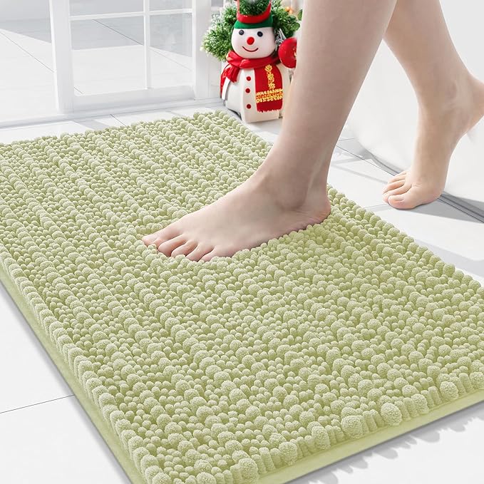 Arotive Luxury Chenille Bathroom Rug Mat, Extra Soft Thick Absorbent Shaggy Bath Rugs, Non-Slip Machine Wash Dry, Plush Bath Mats for Bathroom, Shower and Tub, 30x20, Vanilla