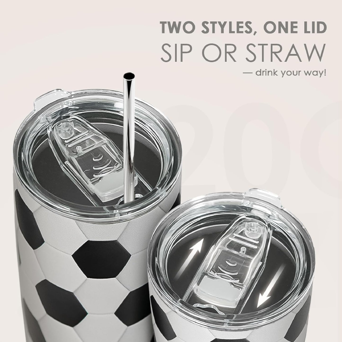 SANDJEST Soccer Tumbler 20oz Stainless Steel Insulated, Travel Coffee Cup, Sport Tumblers Gifts for Soccer Lovers, Men Women, Coach, Birthday, Christmas