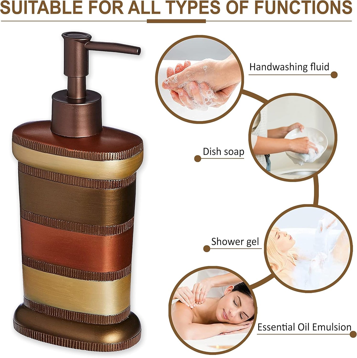 Zahari Home 4pc Contempo Stylish Bathroom Accessories Set Shower Soap Dispenser, Tumbler, Tooth Brush Holder and Soap Holder Luxury Contemporary Decor Unique Design Modern Bathroom Shower Set