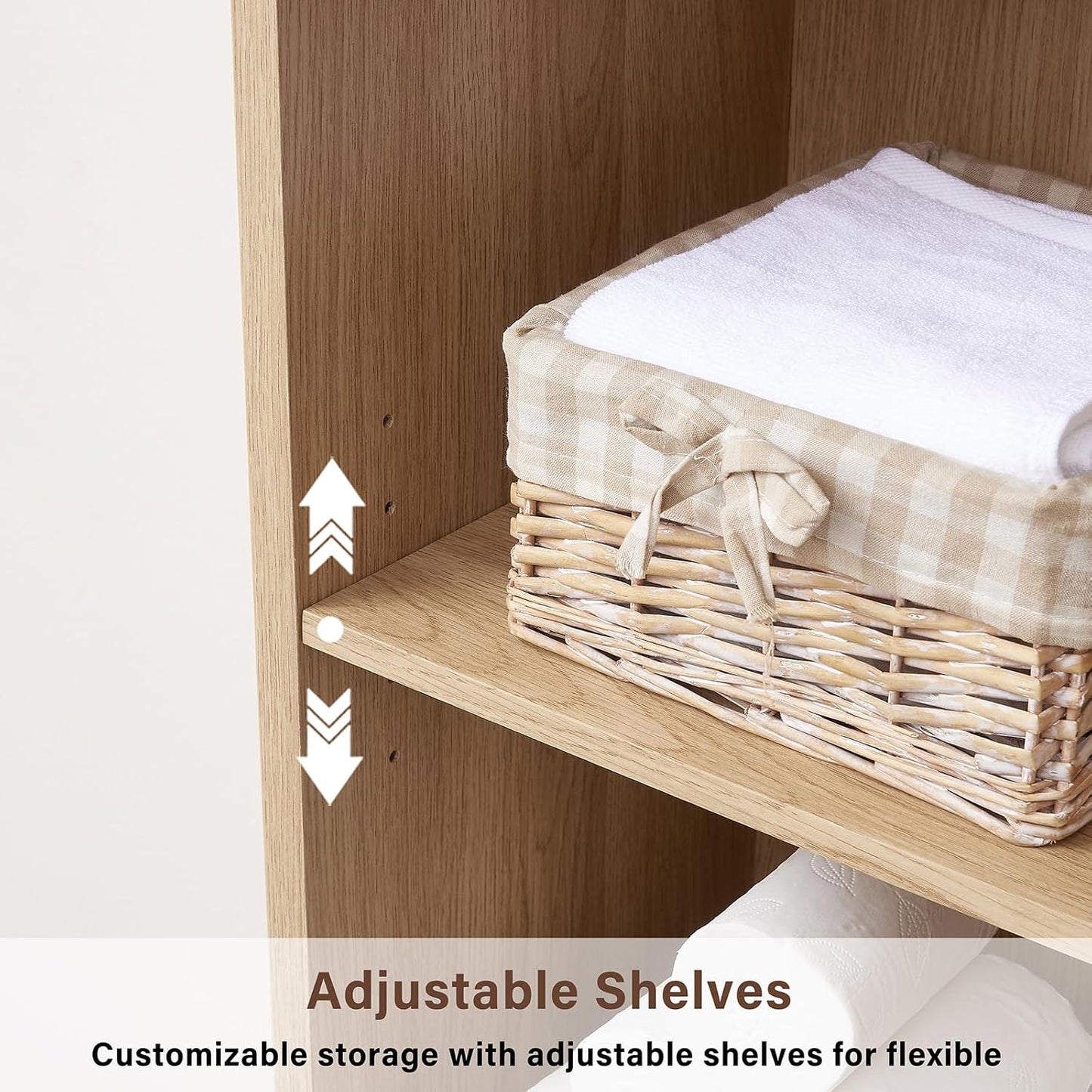 70.87 Tall Storage Cabinet, Farmhouse Storage Cabinet with 2 Barn Doors and Adjustable Shelves, Bathroom Organizer for Living Room, Entryway, Kitchen (Natural Oak)