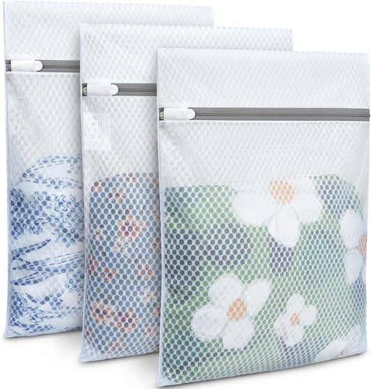 BAGAIL Laundry Bags Mesh Wash Bag for Intimates Lingerie and Delicates,3Pcs(Honeycomb,3L)