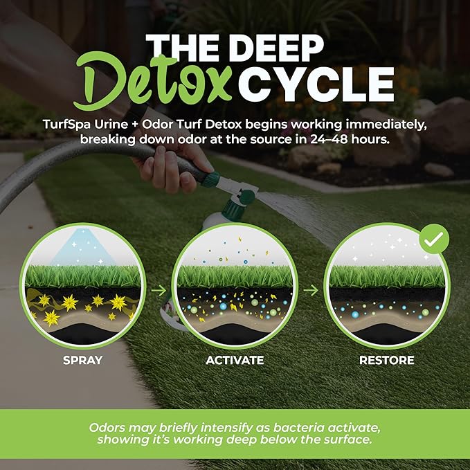 Urine & Odor Turf Detox: 2-Pack of 32 oz Professional Enzyme Cleaner & Odor Eliminator for Artificial Grass, Turf, Concrete, Patio & Kennels, Pet Urine Enzymatic Cleaner for Dogs & Cats