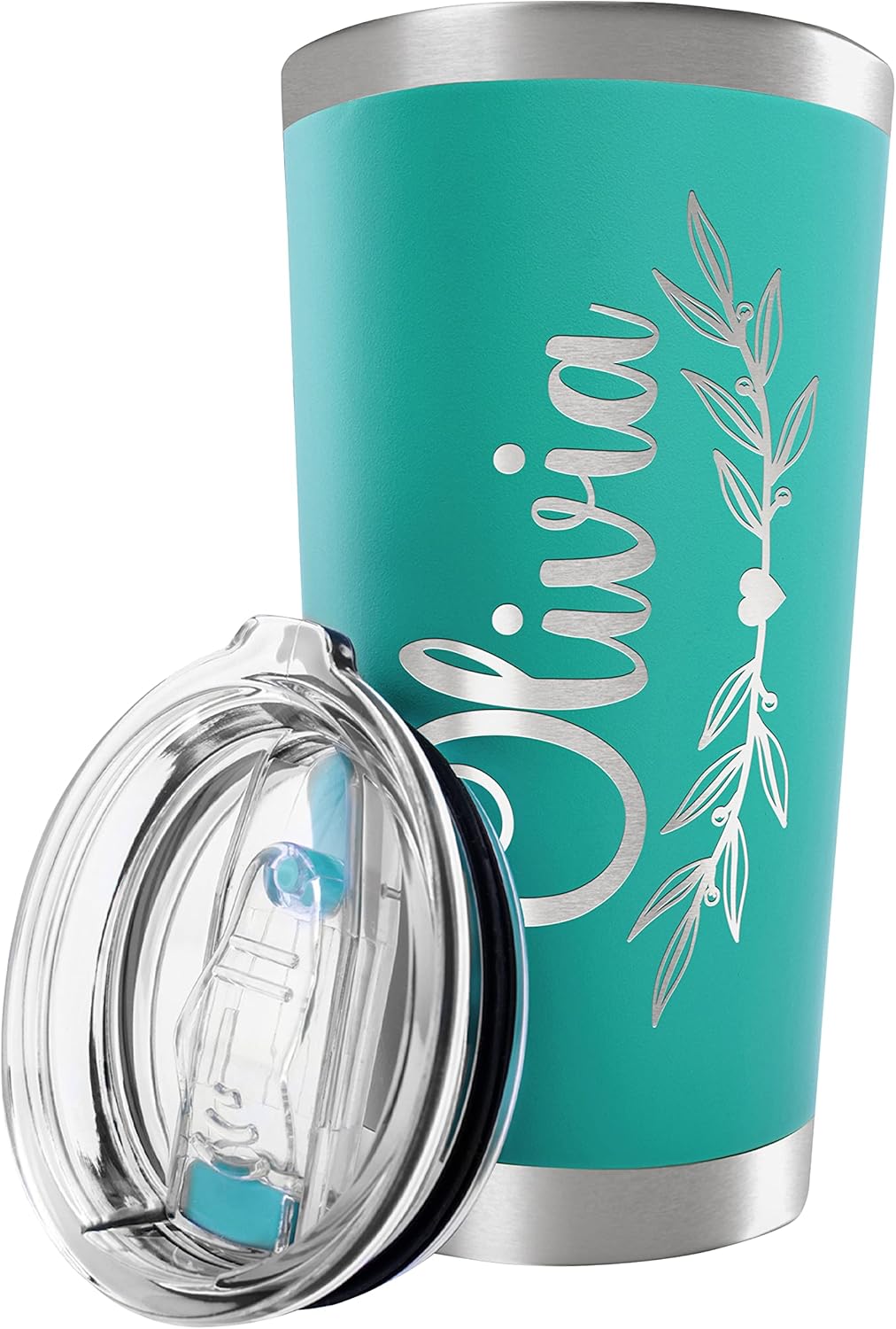 Be Burgundy Personalized Tumbler with Engraved Name - 12 Designs, 20 Oz Coffee Tumbler with Slider Lid, Teal, Double Wall Insulated Tumbler- Gift for Women, Mom, Personalized Gifts for Women