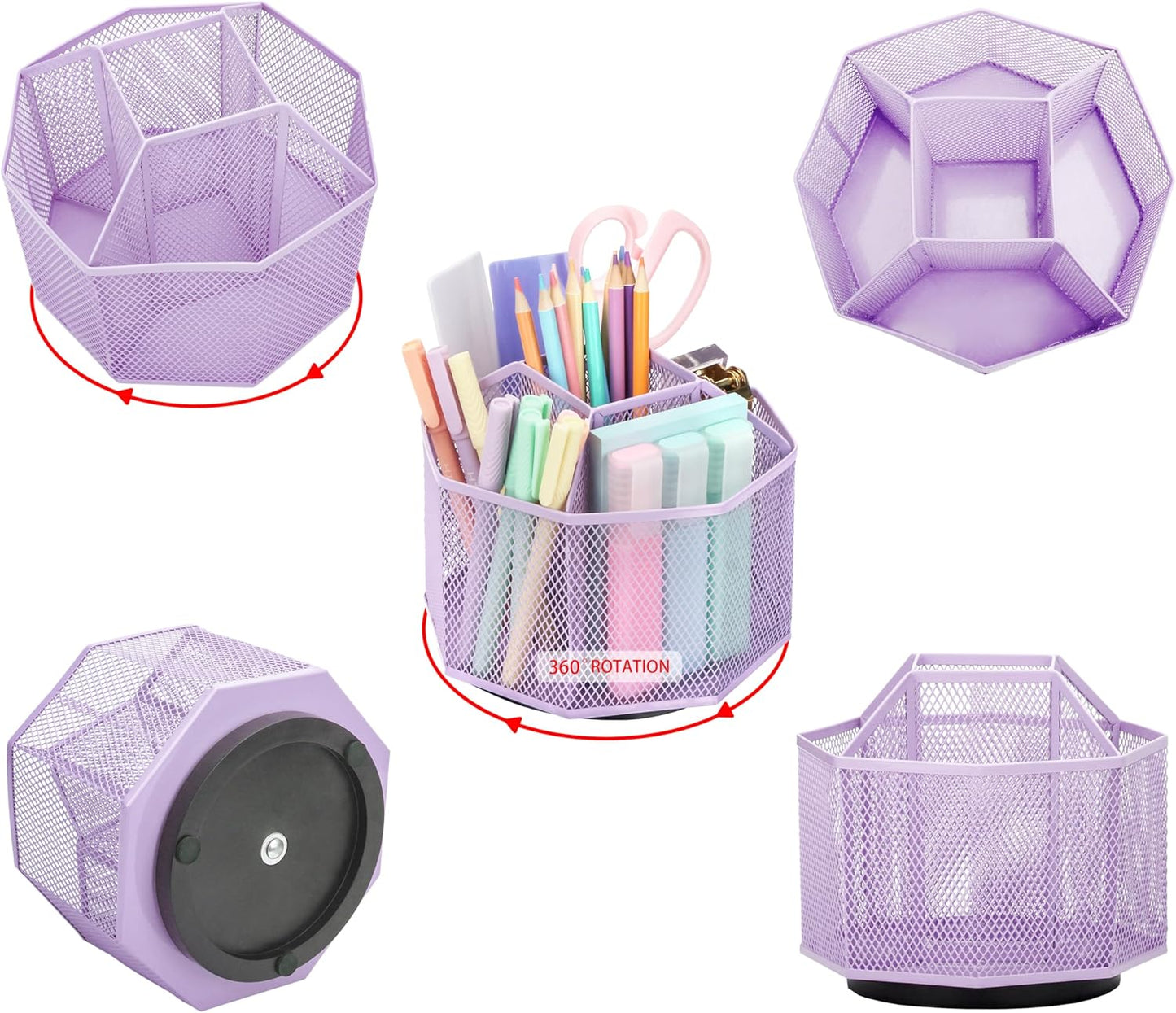 Exerz Desk Organiser/Mesh Desk Tidy Candy/Pen Holder/Multifunctional Organiser 360 Rotating