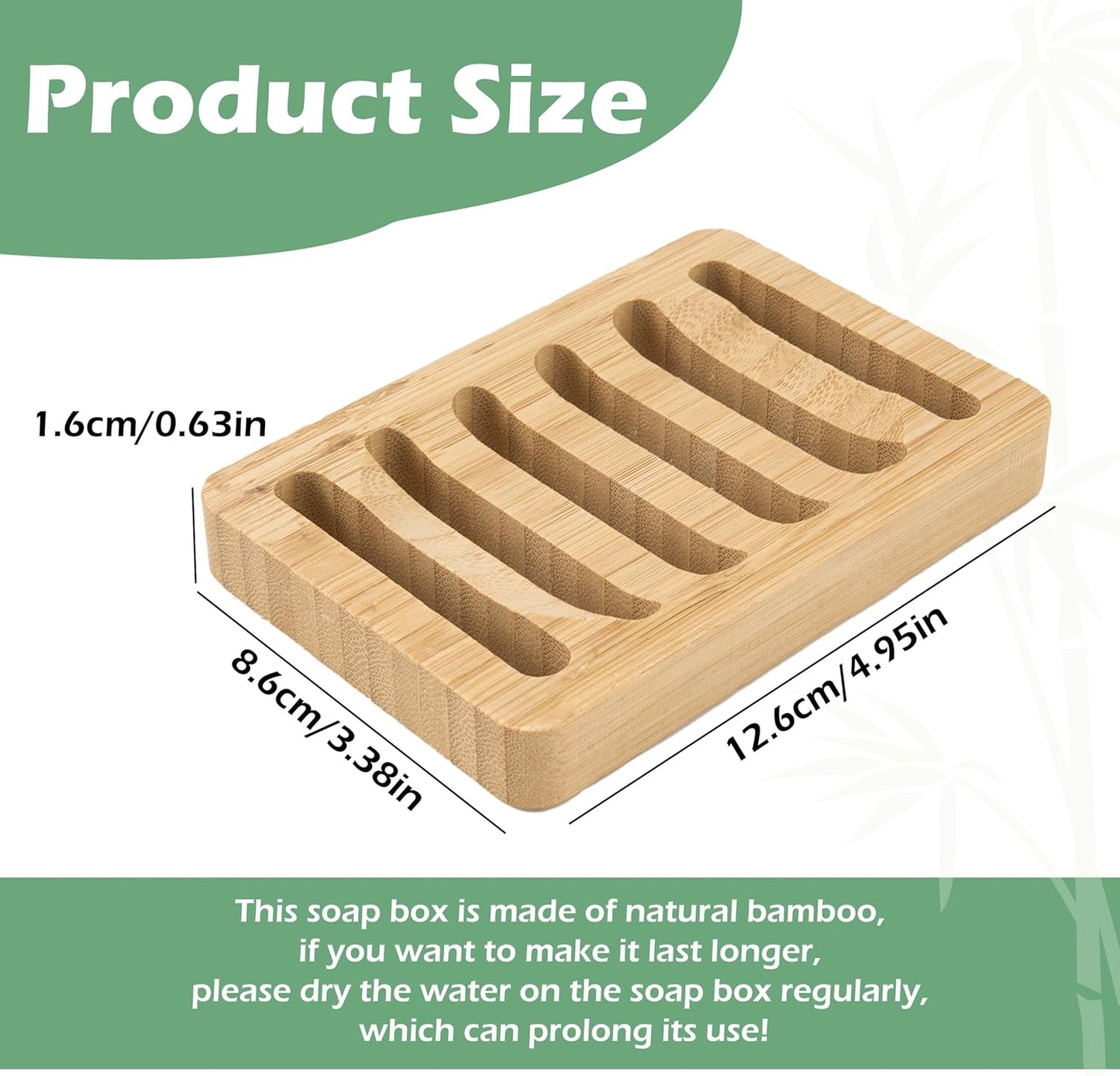 Soap Dish for Shower, 6 Pack Natural Bamboo Bar Soap Holder, Anti-Slip Design for Peace of Mind, Natural and Healthy Material