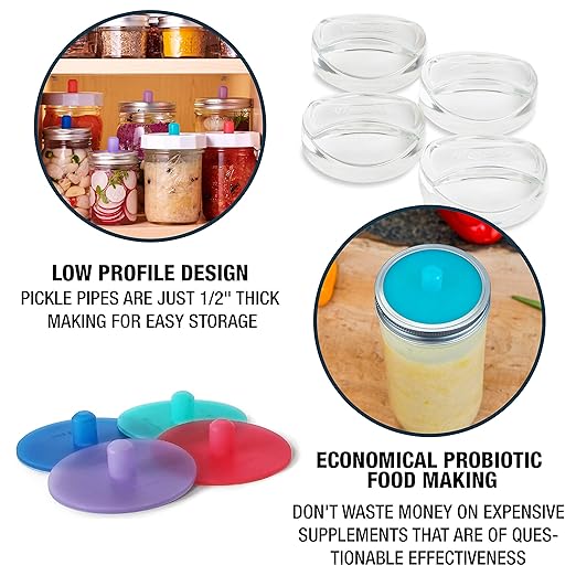Masontops Pickle Pipes - Airlock Fermentation Lids - Wide/Small Combo Sauerkraut & Pickle Kit - Fermentation Jar Not Included