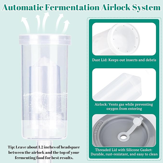 64oz Fermentation Jar Kit with Fermenting Weights and Airlock Lids, Wide Mouth Glass Jars with Scale Mark for Making and Storing Sauerkraut, Pickles (Pack of 2)