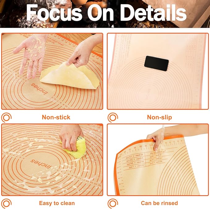 Silicone Pastry Mat 36x24 Inch - Nonstick Baking Mat Perfect for Dough, Pastry, Pie Crust, Fondant, Pasta/Pizza