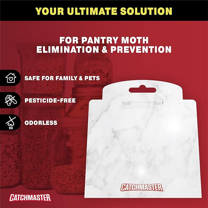 Catchmaster Pantry Moth Traps with Premium PheroGuard Technology – XL Marble Patterned, Extra-Strength Glue – Odorless, Traps & Eliminates Moths – Protects Pantry, Cabinets & Food Storage – 6-Pack