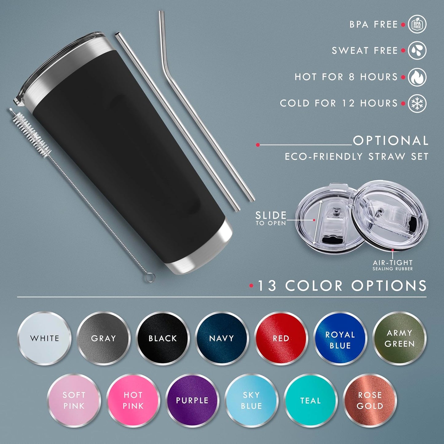 Be Burgundy Personalized Tumbler with Engraved Name - 12 Designs, 30 Oz Coffee Tumbler with Slider Lid, Black - Double Wall Insulated, Personalized Gift for Him & Her