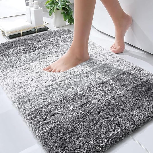 OLANLY Bathroom Rugs Mat 36x24, Extra Soft Absorbent Microfiber Bath Rugs, Rubber Backing, Quick Dry, Machine Washable Bath Mats for Bathroom Floor, Tub and Shower, Home Decor Accessories, Grey
