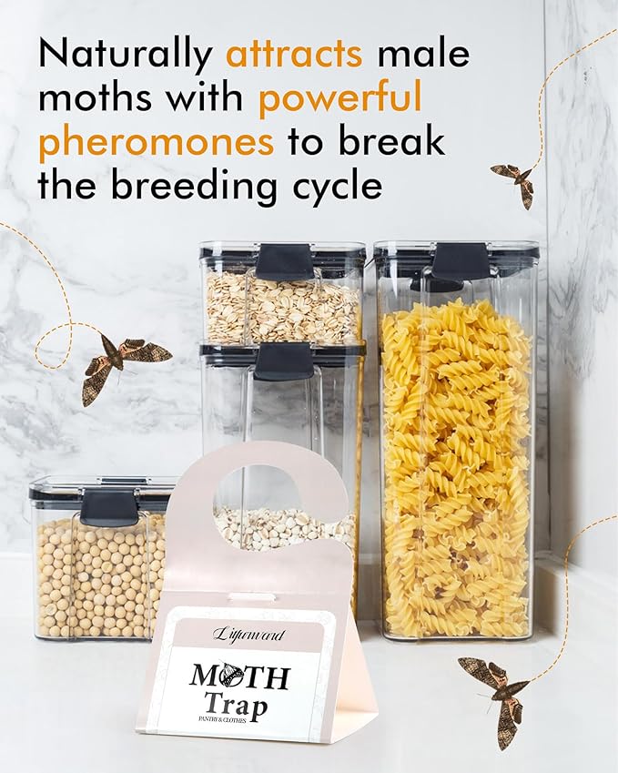 Pantry Moth Traps - Extra Strength Hanging Clothes Clothing Moth Traps with Pheromone for House Pantry Indoor Closets - 10 Pack