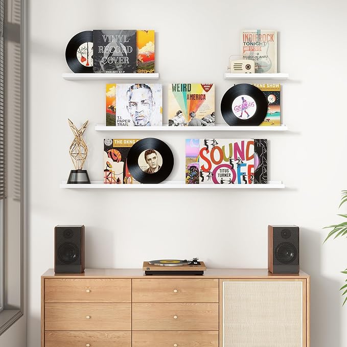 Floating Picture Ledge Shelves Set of 4, 56 Inch Long Large Nursery Book Shelf for Toys Storage Kids Bookshelf Wall Mounted Living Room Bedroom Decor Frames