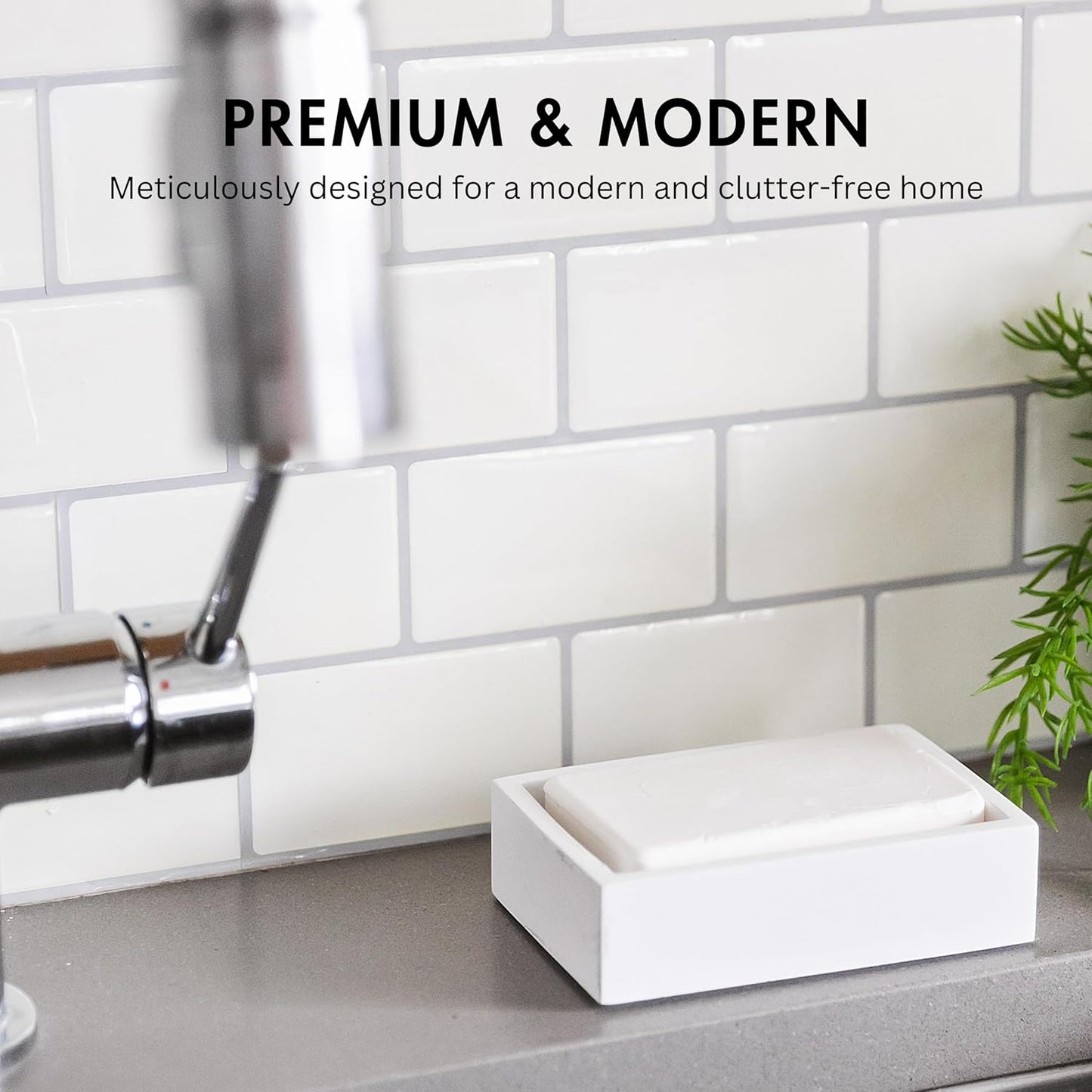 Matte White Square Soap Dish for Bathrooms and Kitchens (Square White)