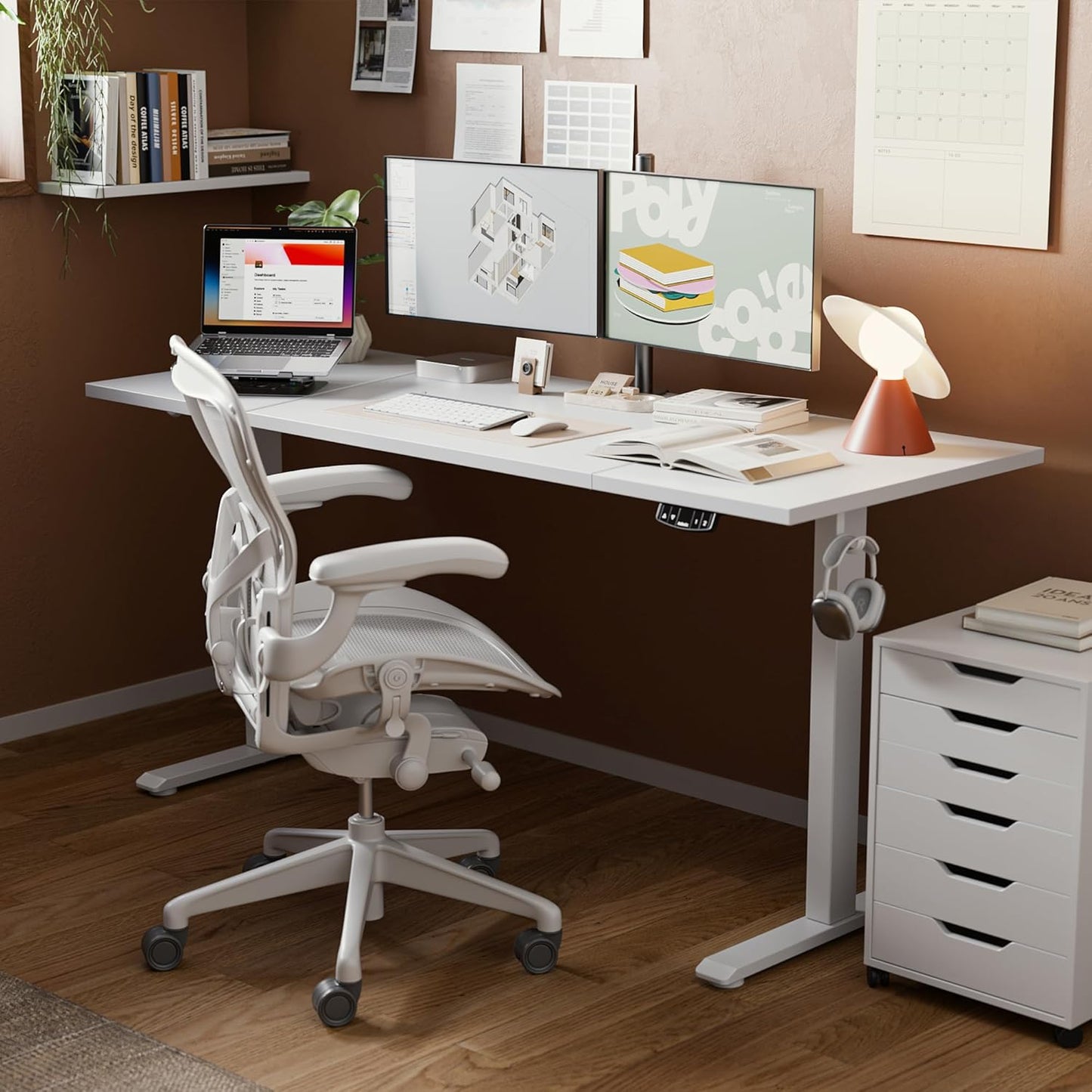 Agilestic Electric Standing Desk, Large 71 x 24 Inches Height Adjustable Desk, Sit Stand Up Workstation for Home Office, Ergonomic Rising Gaming Computer Table with Memory Preset,White