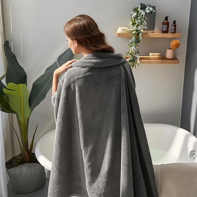 SALBAKOS 100% Turkish Cotton Jumbo Bath Sheet Towel Oversized 40x80 inch | Premium Hotel & Spa Quality, Soft, Absorbent, XL Bath Towels | Made in Turkey (Pack of 1, Gray, Jumbo Bath Sheet)