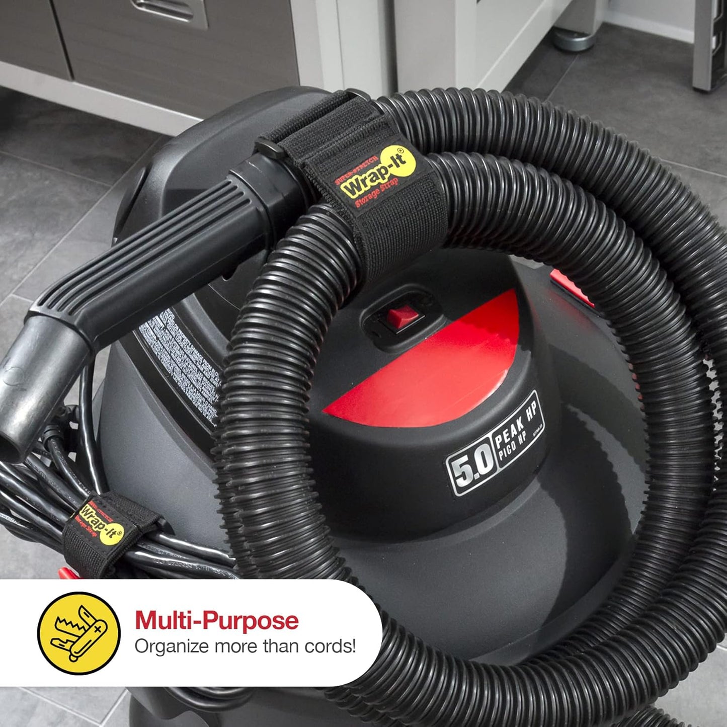 Super-Stretch Wrap-It Storage Straps (Assorted 12 Pack) - Elastic Cinch Straps - Extension Cord Organizer, Hose, Rope and Cable Strap, Cord Wrap, Cord Keeper, Garage and RV Organization