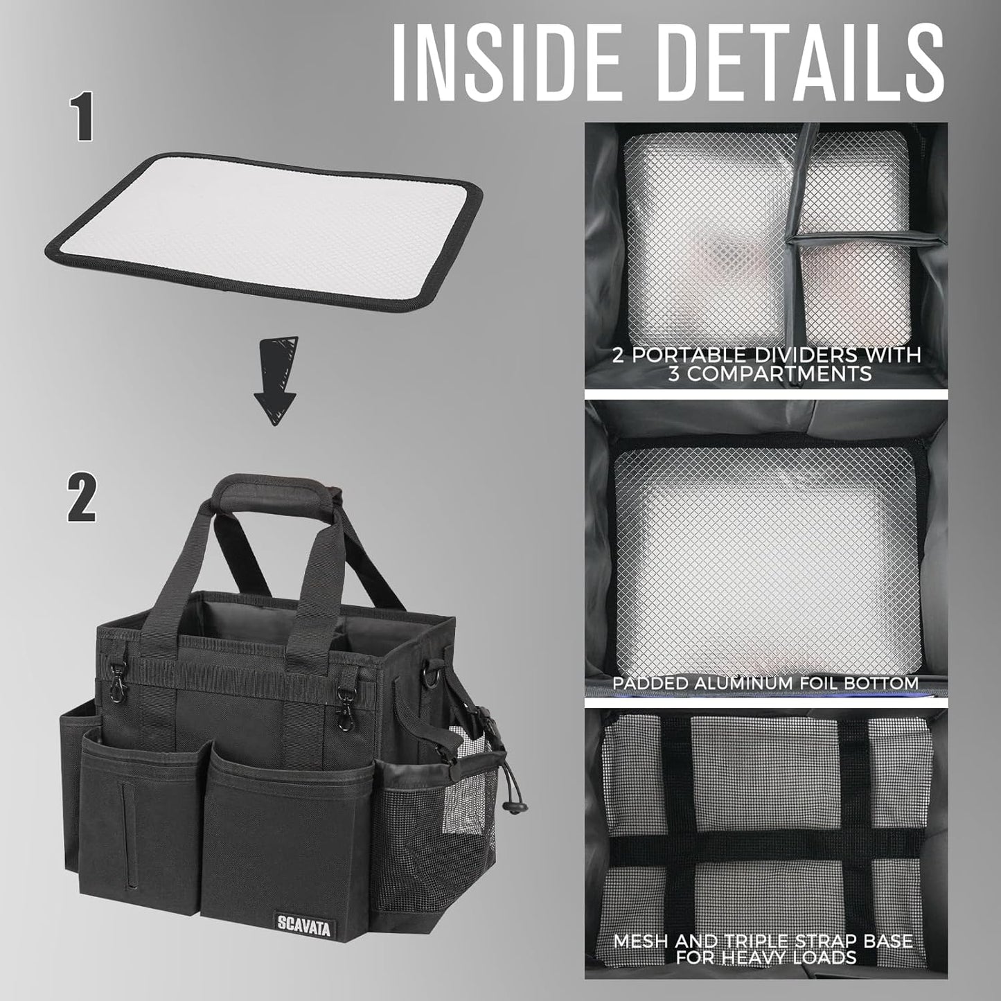 Compact Wearable Cleaning Caddy, Small Supplies Organizer with Handle & Shoulder Straps for Housekeepers, Under Sink & Car Cleaning Tool Organizer Bag (Black)