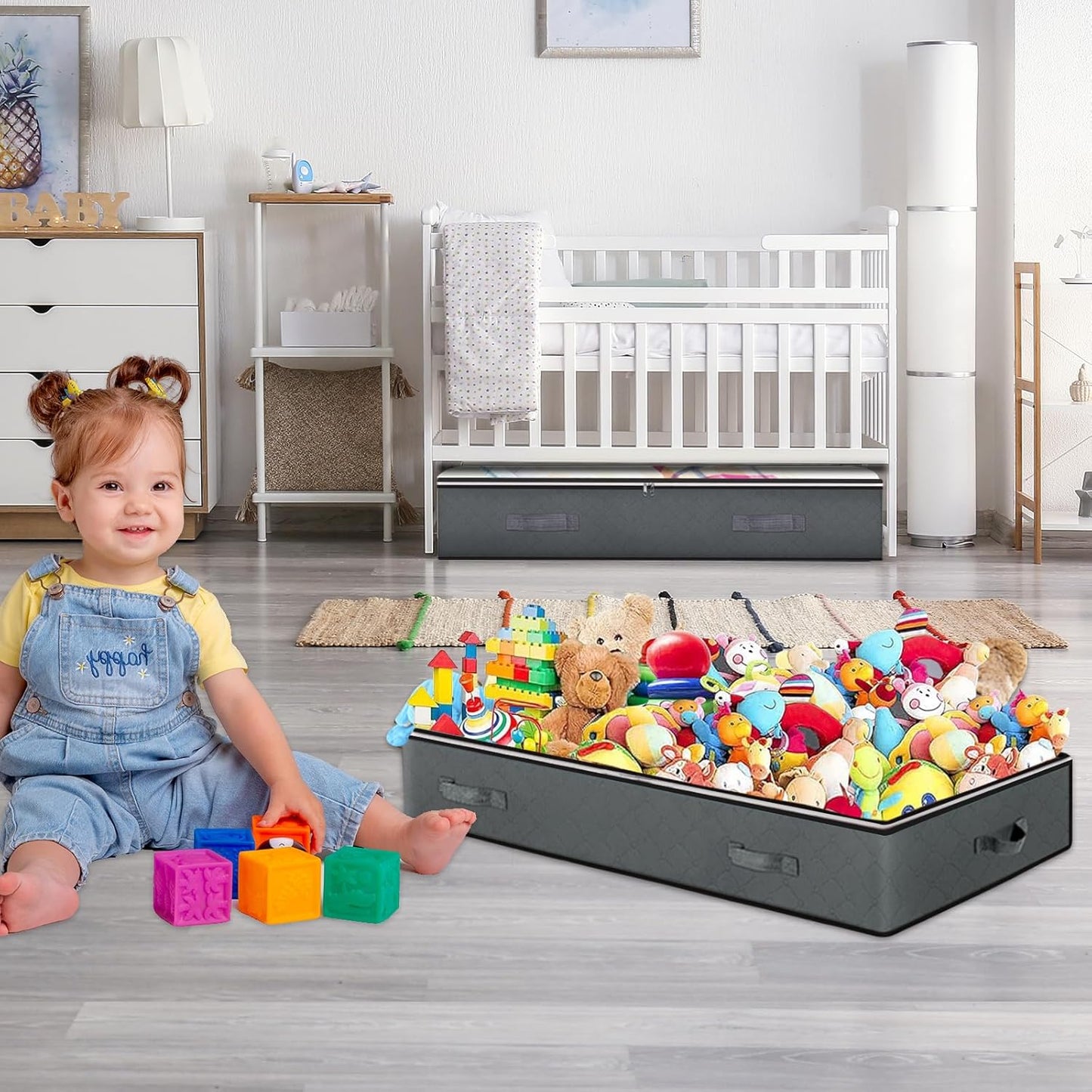 2 Pack Under Bed Storage, 90L Collapsible Closet Containers Organizers and Under Bed Storage Bins, Underbed Storage Bags for Wrapping Paper, Blanket, Towels, Clothes, Comforter, Sweaters, Linen Sheets