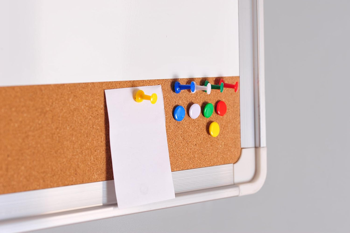 White Board Cork Board Combo - 15x12 in Dry Erase Board with Cork and 1 Magnetic Eraser, 4 Dry Wipe Markers, 4 Magnets and 10 Pins - Wall Hanging Whiteboard with Corkboard for Home and Office (15x12)