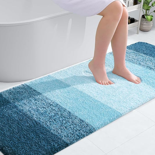 OLANLY Bathroom Runner Rugs 70x24, Extra Soft Absorbent Microfiber Bath Rugs, Rubber Backing, Quick Dry, Washable Bath Mats for Bathroom Floor, Tub and Shower, Home Decor Accessories, Peacock Blue