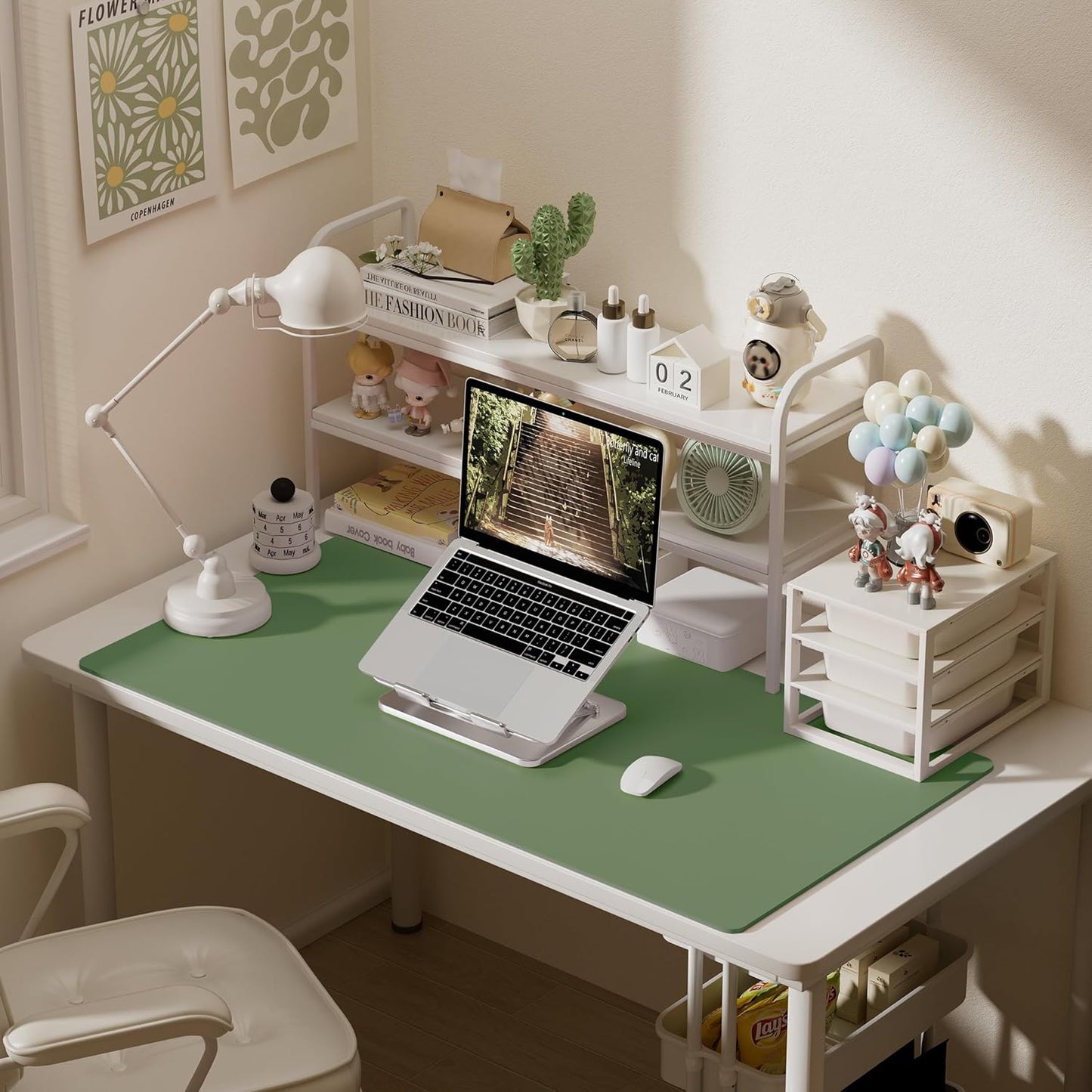 Aothia Leather Desk Pad Protector, Office Desk Mat, Large Mouse Pad, Laptop Desk Pad, Non-Slip PU Leather Desk Blotter, Waterproof Desk Writing Pad for Office and Home (Olive Green, 47" x 24")