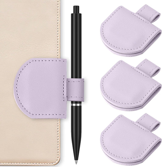 Magnetic Pen Loop Holder, Pencil Holder for Notebooks, Journals, Calendars, PU Leather 3 Pack