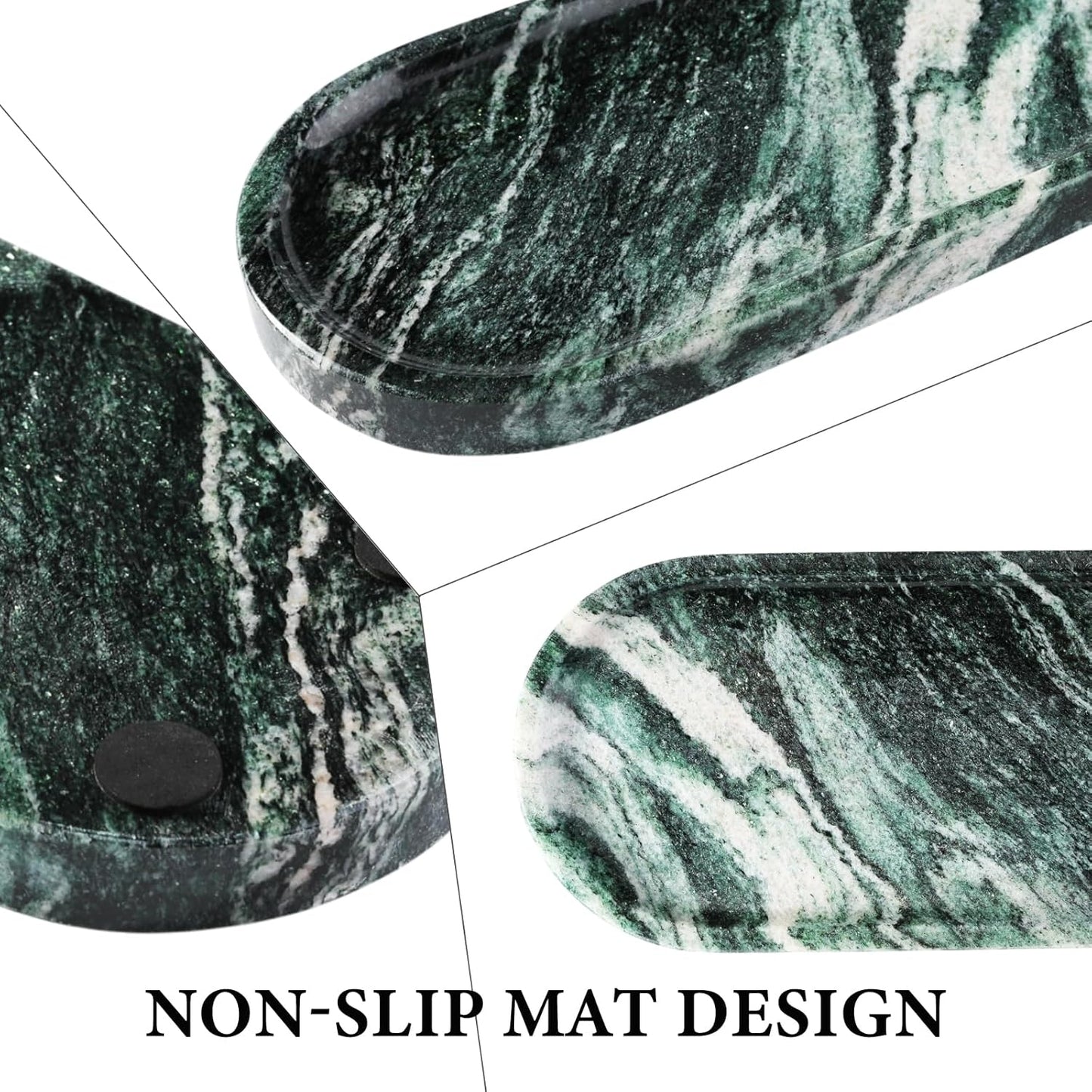 Koville Green Marble Tray for Bathroom Countertop, 10"x5" Natural Marble Vanity Tray Perfume Trays for Dresser, Stone Jewelry Dish Candle Holder for Home Decor, Stone Catchall Trays