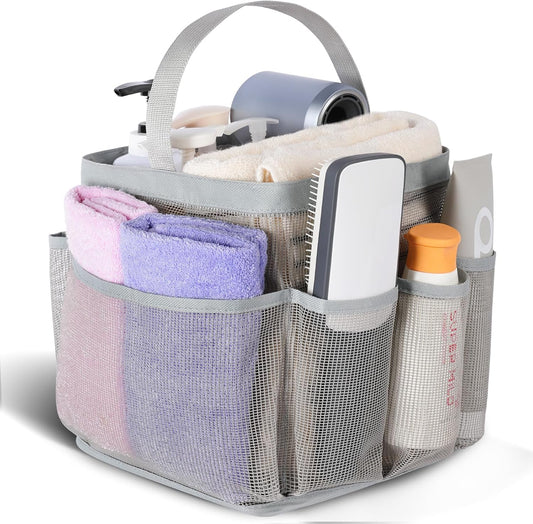 EUDELE Mesh Shower Caddy Portable for College Dorm Room Essentials,Shower Caddy Dorm with 8-Pocket Large Capacity for Beach,Swimming,Gym,Travel essentials