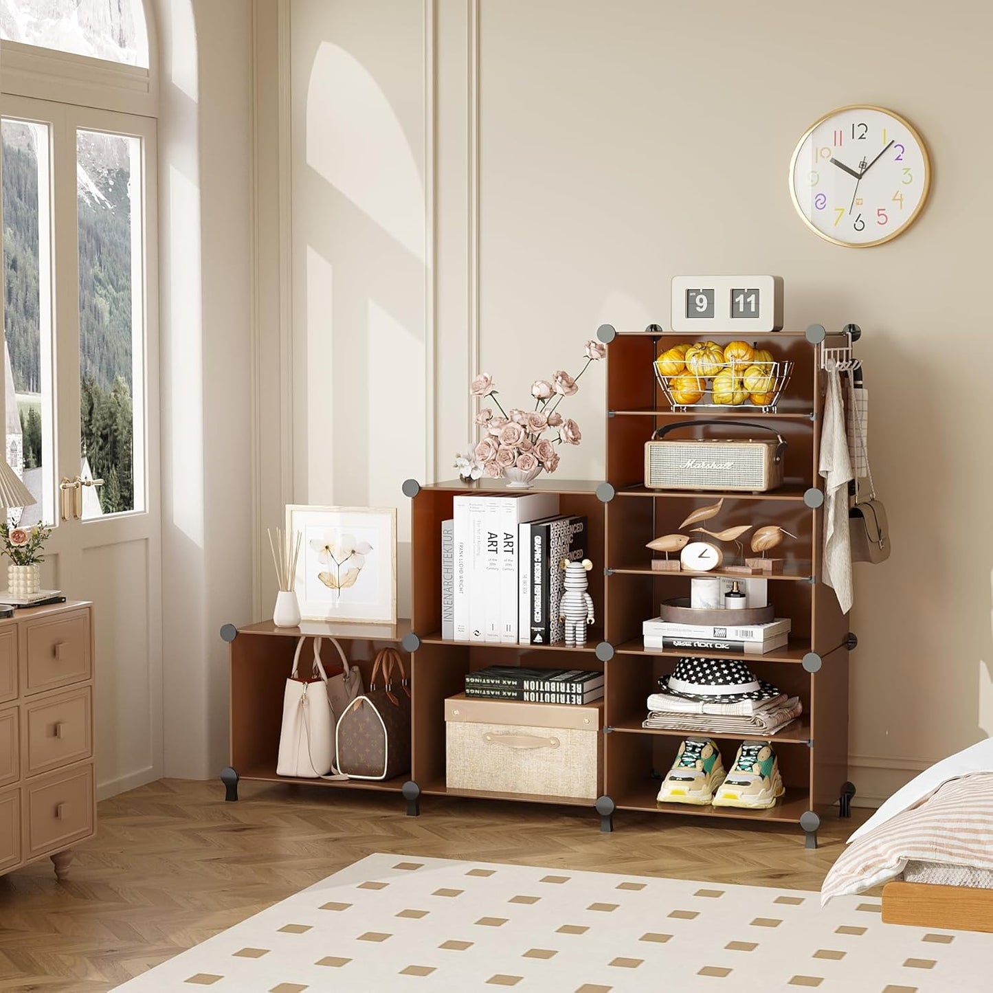 AWTATOS Closet Organizer 6 Cube Storage Shelves Portable Closet Clothes Organizers and Storage Stackable Cubby Shelving for Closet Bedroom Living Room Office Cocoa Brown