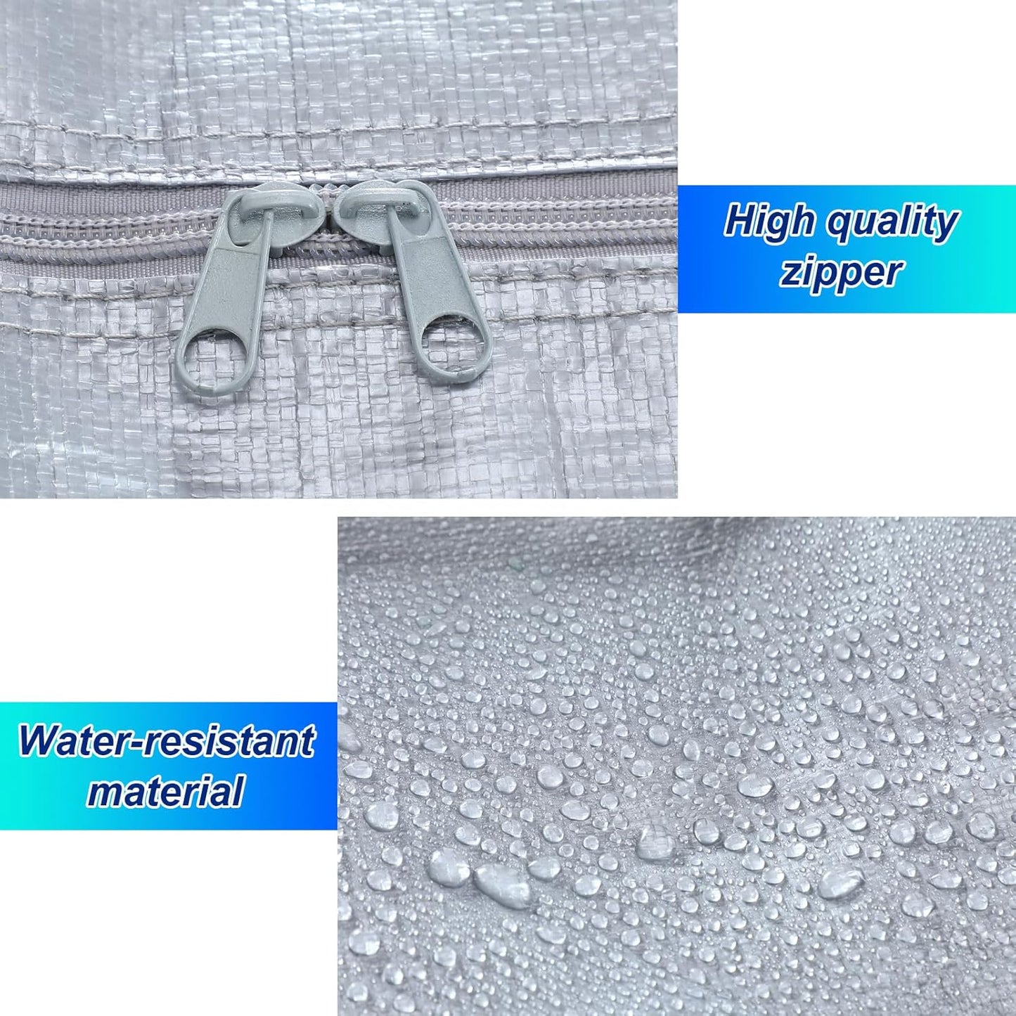 4 Pcs 66 Gallon Large Moving Bags with Zipper and Handles Foldable Storage Duffle Bags Heavy Duty Extra Large Totes for College Dorm Travel Clothes Blankets Bedding Moving (Silver)