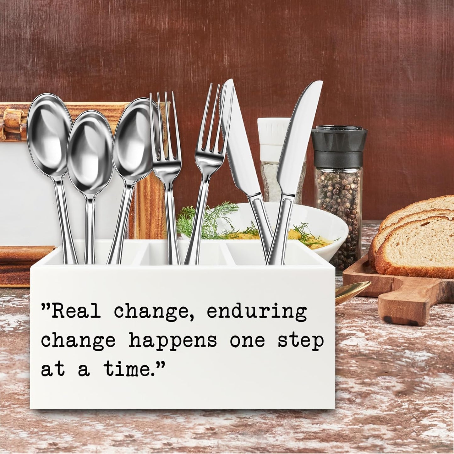 Inspirational Gifts Pen Pencil Holder Organizer for Desk, Inspirational Gifts for Women Men Wooden Box Signs Decorations for Home Office Desk Tabletop, Motivational Decor