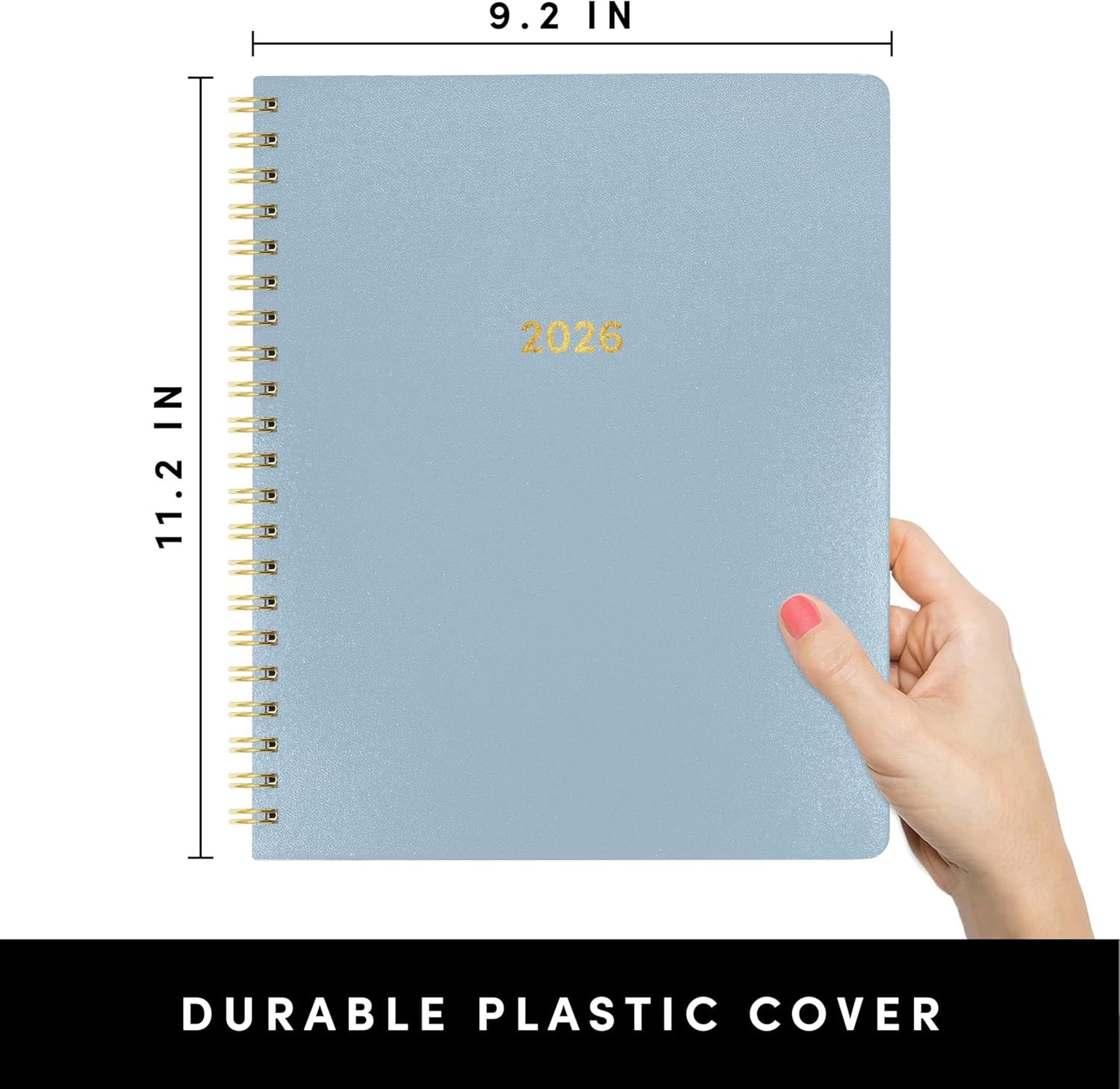 PAPERAGE 2026 Weekly & Monthly Planner, 12 Months (January 2026 - December 2026), 9.2 in x 11.2 in, Spiral Bound 2026 Planner with Weekly, Monthly & Yearly Views, Note Pages & Inner Pocket – Slate