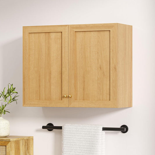 Laundry Room Cabinet Bathroom Wall Mounted Storage Cabinets Medicine Cabinet with Adjustable Shelves Floating Cupboard Kitchen Organizers Pantry Cabinets for Living Room, Natural Oak