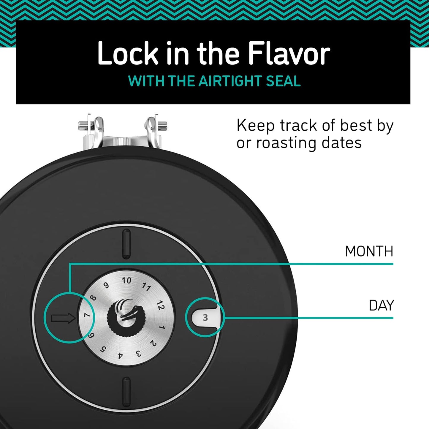 Coffee Gator Stainless Steel Canister - Medium 16oz, Gray Coffee Grounds and Beans Container with Date-Tracker, CO2-Release Valve, and Measuring Scoop - Ideal Coffee Lovers Gifts