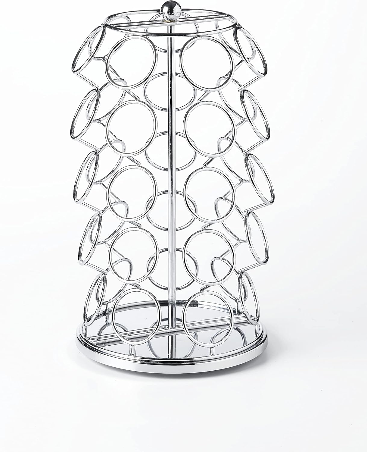 Nifty K Cup Holder – Compatible with K-Cups, Coffee Pod Carousel | 35 K Cup Holder, Spins 360-Degrees, Lazy Susan Platform, Modern Chrome Design, Home or Office Kitchen Counter Organizer