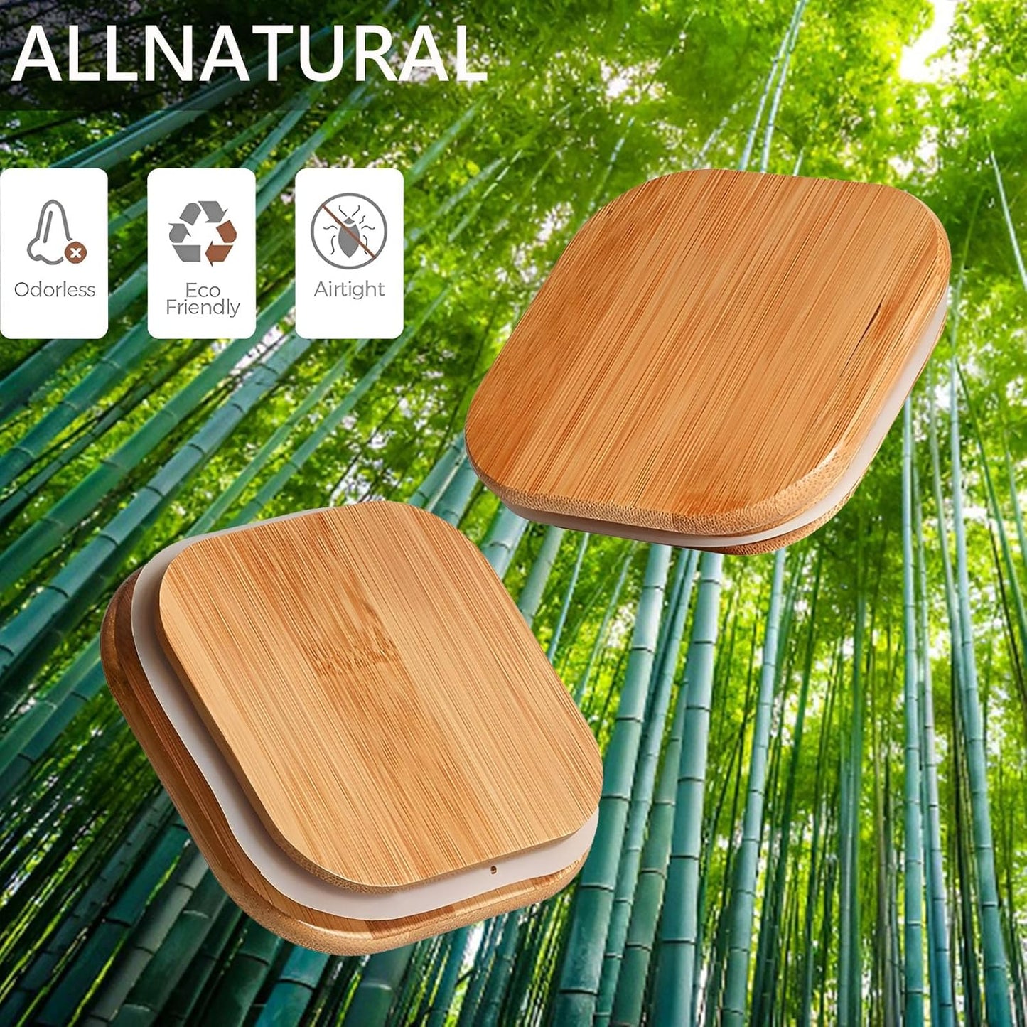 1.6 Qt Square Glass Storage Containers with Lids, Clear Food Storage Container Jar with Sealing Bamboo Lid for Noodles Flour Cereal Rice Sugar Tea Coffee Beans (Square-3Pack)