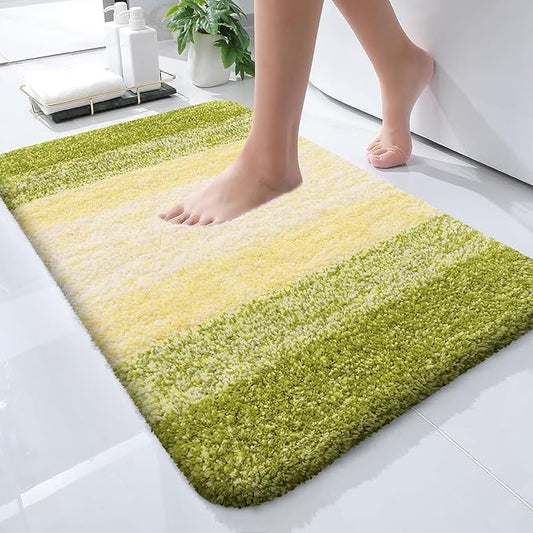 OLANLY Bathroom Rugs Mat 24x16, Extra Soft Absorbent Microfiber Bath Rugs, Rubber Backing, Quick Dry, Machine Washable Bath Mats for Bathroom Floor, Tub and Shower, Home Decor Accessories, Olive Green