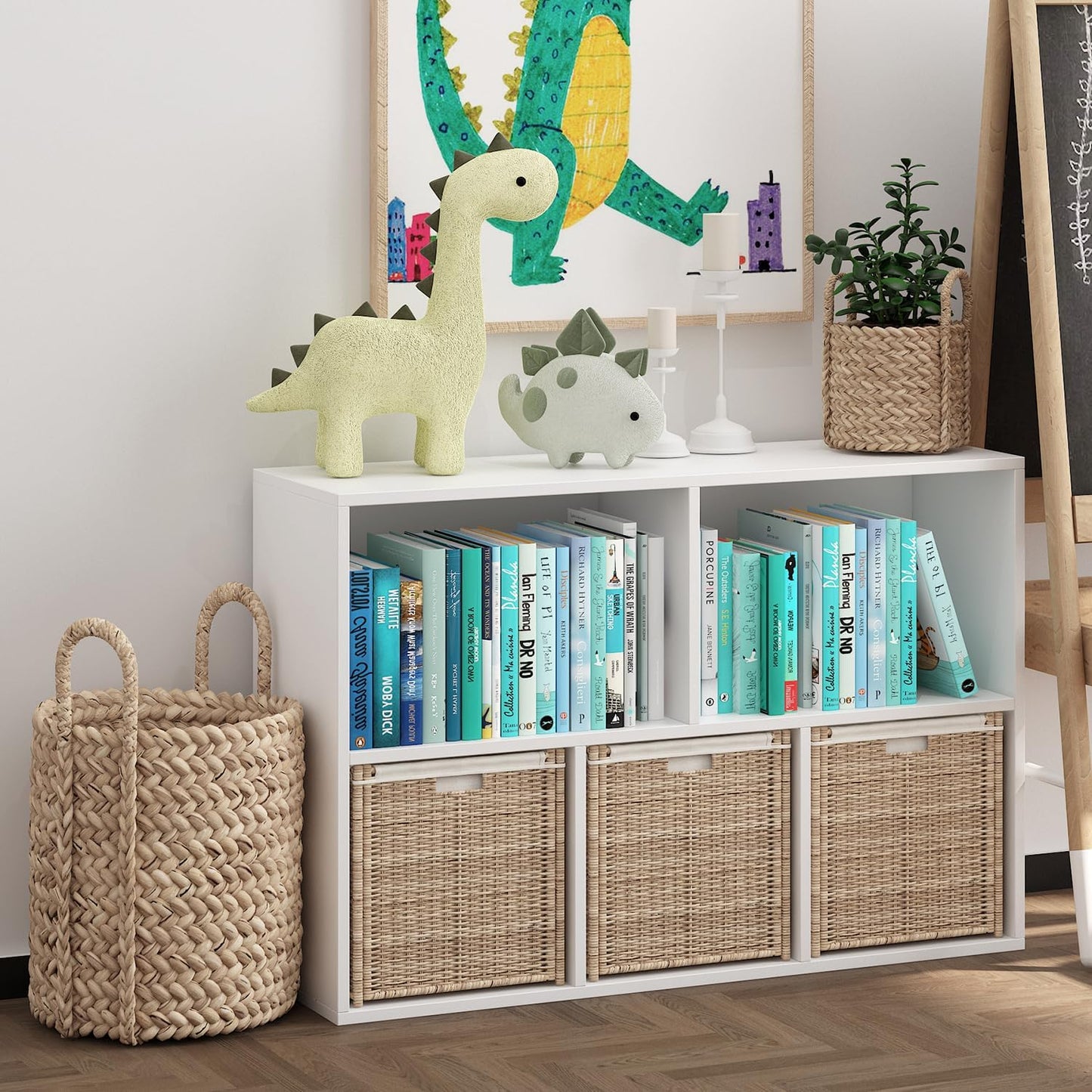 Wooden 5 Cube Storage Organizer with Closed Back Panel,White Cube Shelf Heavy Duty Cubby Storage Organizers with Compartments for Living,Display Shelf,Bookshelf,Storage Furniture