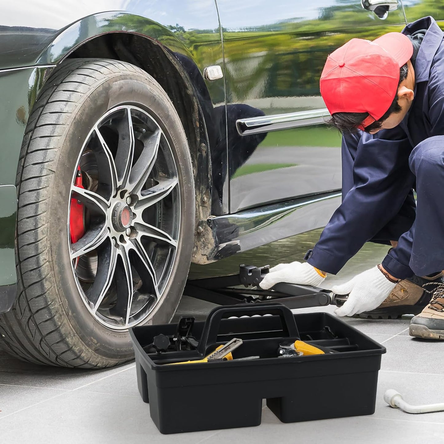 Vababa Plastic Caddy with Handle, Supply Cleaning Caddy with Handle, 4-Pack, Grey, 15.19" x 10.78" x 4.52"