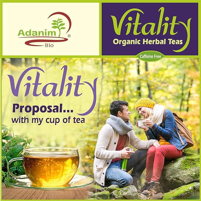 Adanim Bio Vitality Organic Herbal Tea Sampler Tea Set Variety Pack 8 Flavors Assorted Tea 64 Individually Wrapped Tea Bags Caffeine Free Natural Ingredients Christmas Tea Birthday Gift Box for Women