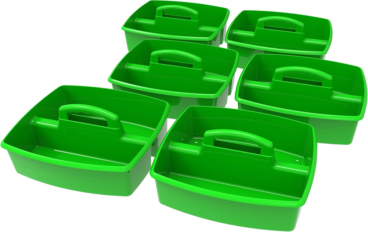 Storex 2-Compartment Large Caddy – Multipurpose Classroom Organizer with Handle, Green, (00956U06C) (Pack of 6)