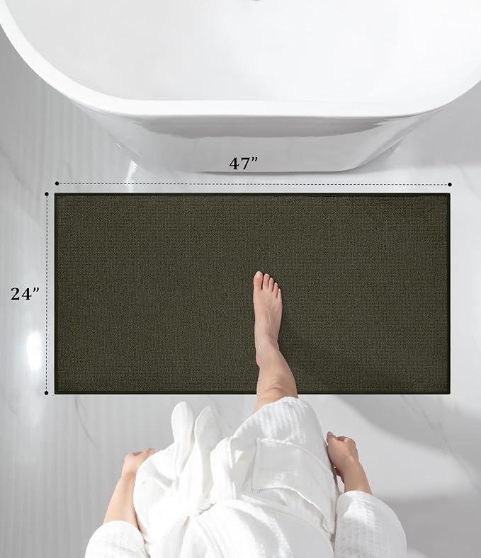 YIHOUSE Bathroom Rugs Mat 24x47, Non Slip Quick Dry Bath Mats for Bathroom Absorbent Ultra Thin Bath Rugs Machine Washable Fit Under Door for Sink, Cabinet, Laundry (Dark Green, 24"x47")
